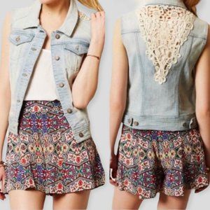 NWT Anthropologie Pilcro And The Letterpress Crochet Denim Jean Vest (M) Blue